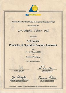AO Course — Principles of Operative Fracture Treatment — oklevél
